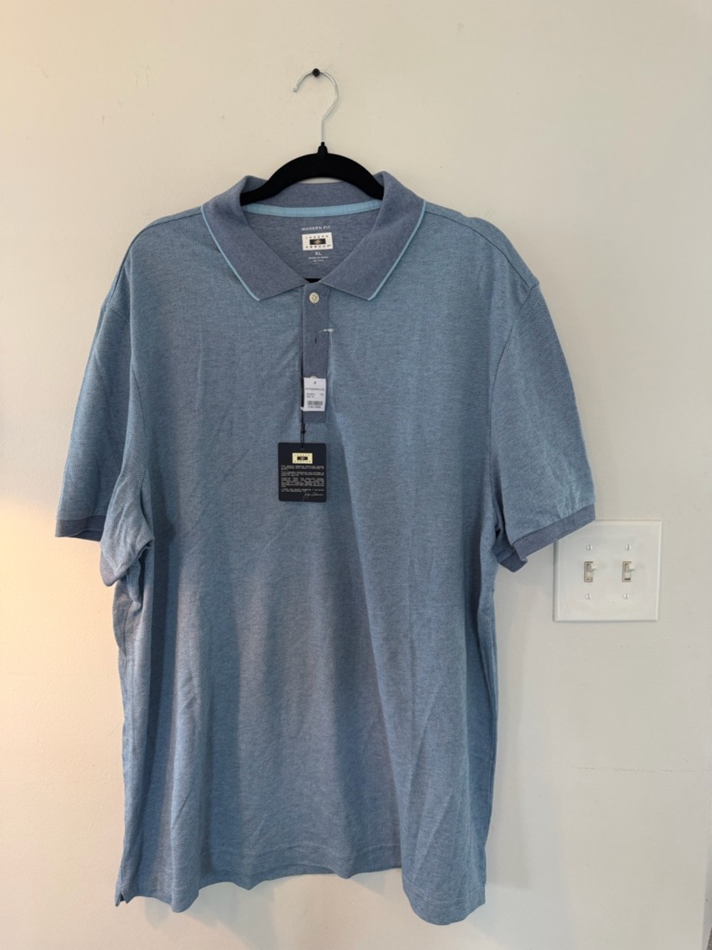 Joseph Abboud Men's Blue Patterned Short Sleeved Collared Shirt XL NWT